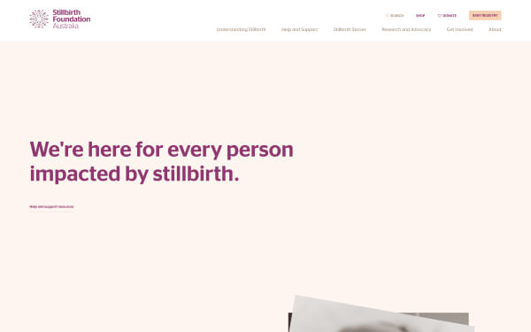 Stillbirth Foundation Home Page Screenshot